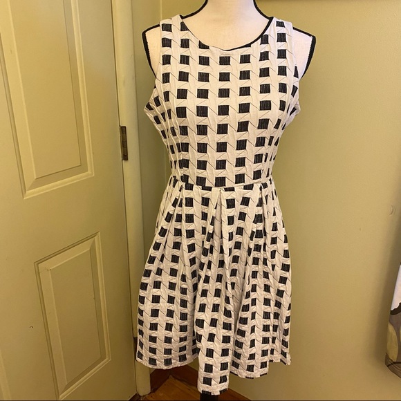 FREEWAY Vintage-style sleeveless checked swing dress, fully lined size M - Picture 4 of 4
